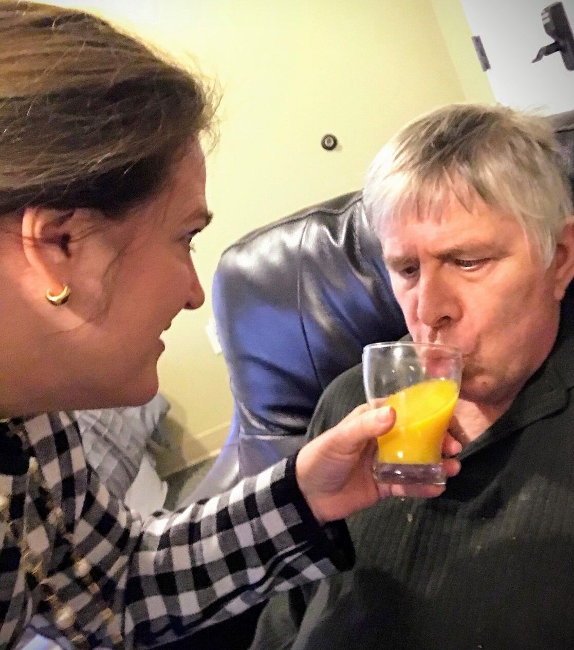 Mark McKee drinking juice
